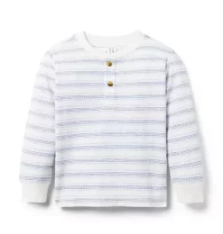 The Striped Jacquard Henley Tee Nantucket Blue Stripe