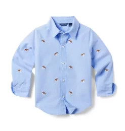 The Embroidered Oxford Shirt Ocean Air Bulldog