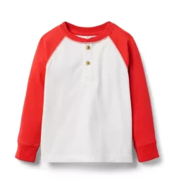 Henley Baseball Tee Urgent Red