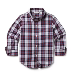 The Tartan Poplin Shirt Maroon Tartan