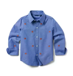 The Embroidered Oxford Shirt Admiral Blue Pumpkin