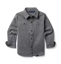 Herringbone Shirt Heather Grey Herringbone