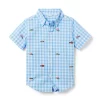 Gingham Embroidered Shirt Blue Ivy Fish