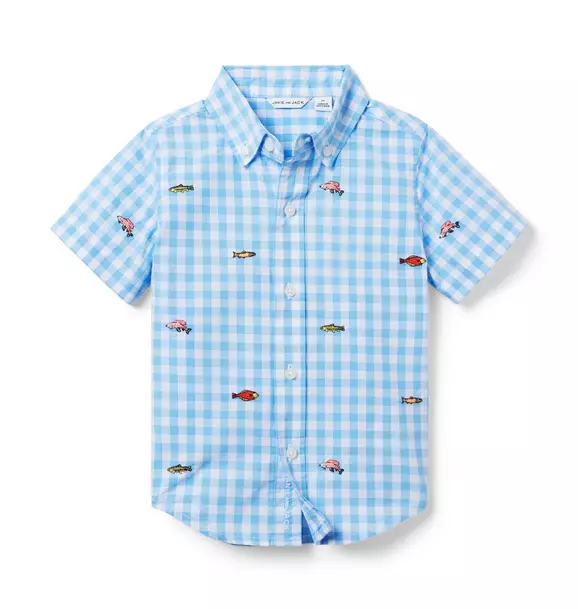 Gingham Embroidered Shirt Blue Ivy Fish 1 Gingham Embroidered Shirt Blue Ivy Fish