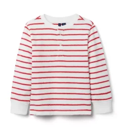 The Striped Jacquard Henley Tee Bradbury Red Stripe