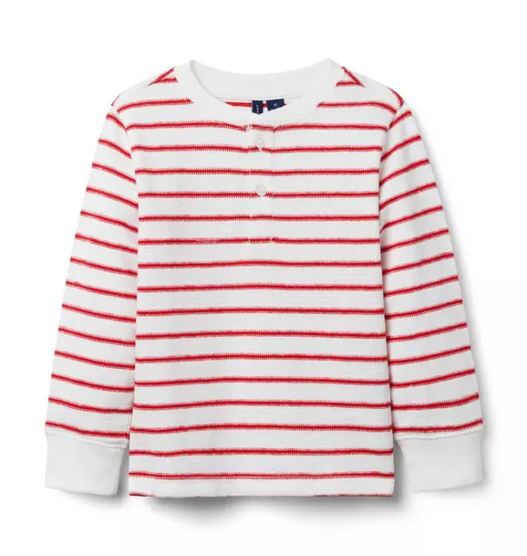 The Striped Jacquard Henley Tee Bradbury Red Stripe 1 The Striped Jacquard Henley Tee Bradbury Red Stripe