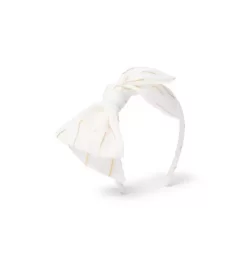 Metallic Chiffon Bow Headband Cream And Sugar