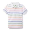 The Classic Striped Pique Polo White Stripe