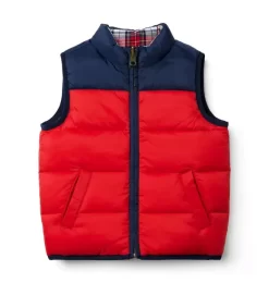 The Reversible Tartan Puffer Vest Bradbury Red