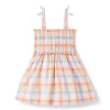 The Sienna Smocked Sundress Apricot Plaid