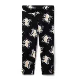 Floral Button Cuff Ponte Pant JJ Black Floral