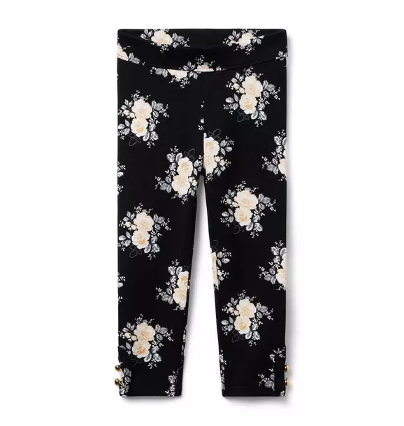Floral Button Cuff Ponte Pant JJ Black Floral 1 Floral Button Cuff Ponte Pant JJ Black Floral