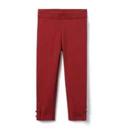 Button Cuff Ponte Pant Red Pear