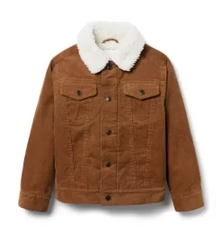 Corduroy Trucker Sherpa Collar Jacket Dry Pine Needle