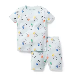 Good Night Short Pajamas In Flamingo Friends Pastel Blue Flamingo Friends