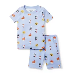 Good Night Short Pajamas In Americana Dog Brunnera Blue Americana Dog
