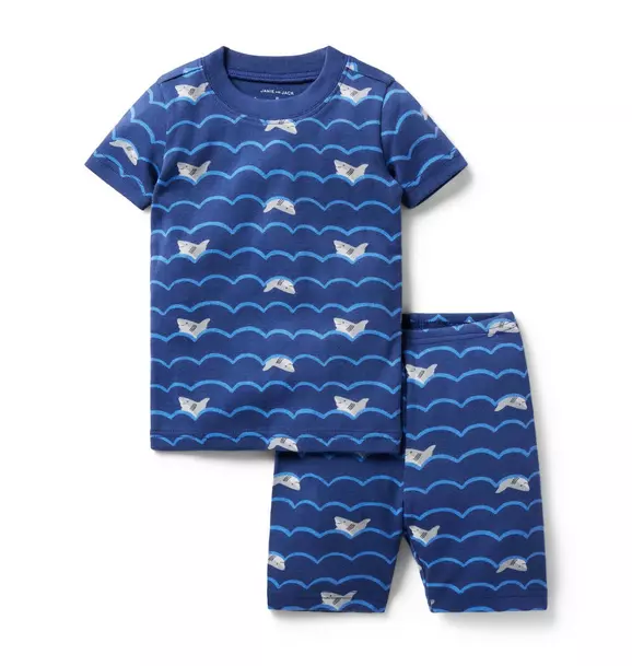 Good Night Short Pajamas In Shark Waves Twilight Blue Shark Waves 1 Good Night Short Pajamas In Shark Waves Twilight Blue Shark Waves