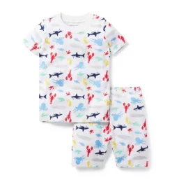 Good Night Short Pajamas In Ocean Friends White Ocean Friends