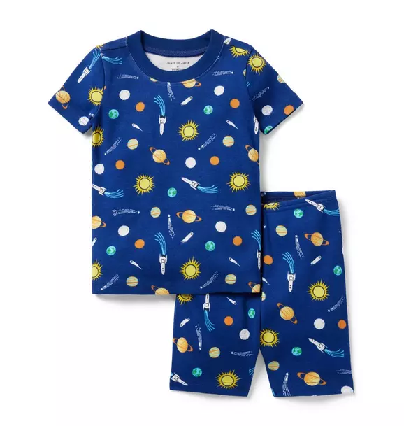 Good Night Short Pajamas In Outer Space Twilight Blue Outer Space 1 Good Night Short Pajamas In Outer Space Twilight Blue Outer Space