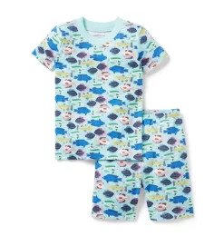 Good Night Short Pajamas In Fish Friends Aqua Fish Friends