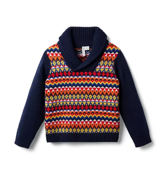 Fair Isle Shawl Collar Sweater Connor Navy Fair Isle 1 Fair Isle Shawl Collar Sweater Connor Navy Fair Isle