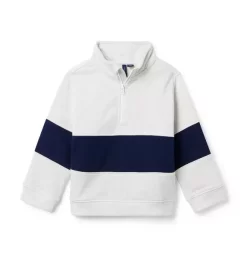The Half-Zip Block Stripe Sweatshirt Cookies And Cream