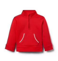 Striped Pocket Half-Zip Sweatshirt Winter Red