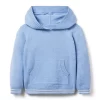Striped Trim Hooded Sweater Marine Blue Heather