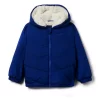 Sherpa-Lined Hooded Puffer Jacket Twilight Blue