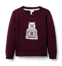 Polar Bear Sweater Deep Cranberry