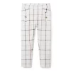 Plaid Button Ponte Pant Jet Ivory Plaid