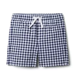 Gingham Poplin Pull-On Short Connor Navy Gingham