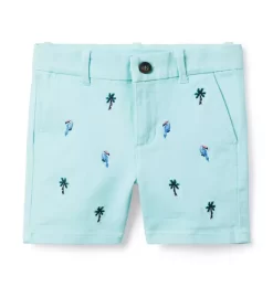 The Embroidered Twill Short Plume Tropical