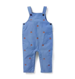 Embroidered Pumpkin Baby Overall Admiral Blue Pumpkin