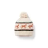 Baby Horse Fair Isle Pom Beanie Fluffy Bunny Heather