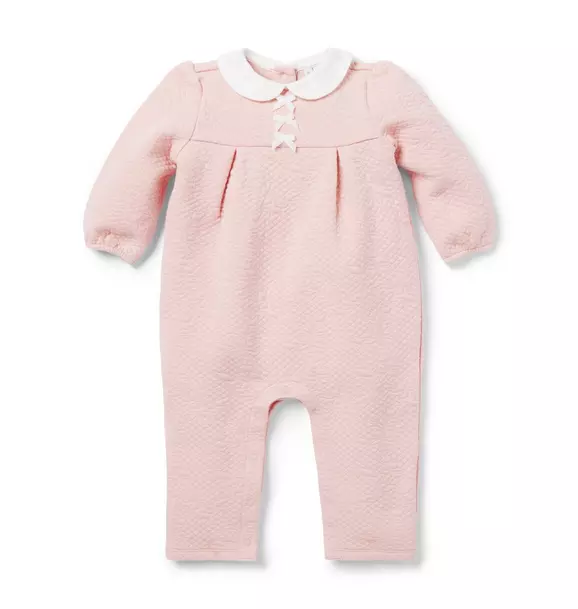 Baby Quilted Bow One-Piece Peachskin 1 Baby Quilted Bow One-Piece Peachskin