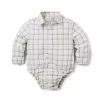 Baby Tartan Poplin Bodysuit Antique White Tartan