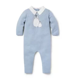 Baby Penguin Collared One Piece Casual Friday Heather