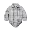 Baby Tartan Poplin Bodysuit Classic Grey Heather Tartan