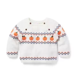 The Pumpkin Fair Isle Baby Sweater Jet Ivory Pumpkin Fair Isle