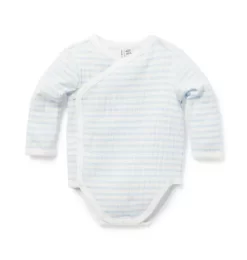 Baby Ribbed Striped Wrap Bodysuit Peek-A-Blue Stripe
