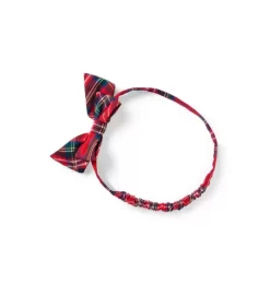 Baby Tartan Bow Soft Headband Bradbury Red Tartan