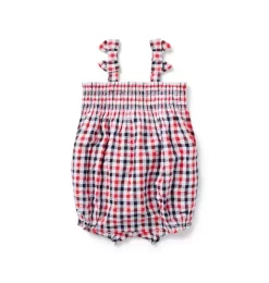 The Gingham Smocked Baby Romper Tomato Gingham