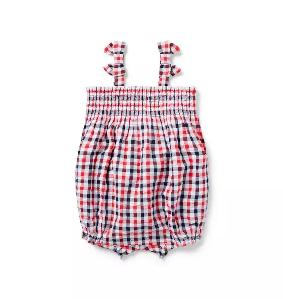 The Gingham Smocked Baby Romper Tomato Gingham 1 The Gingham Smocked Baby Romper Tomato Gingham