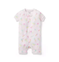 Baby Good Night Short Zip Pajama In Ice Cream Dreams Pink Ice Cream Dreams