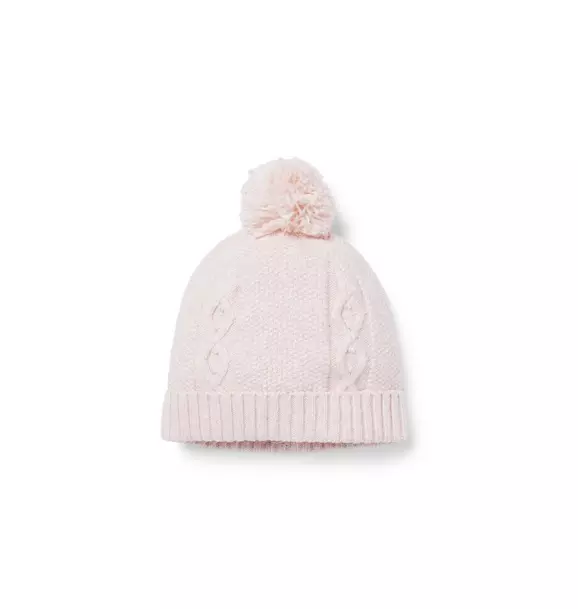 Baby Cable Knit Pom Beanie Muted Pink Heather 1 Baby Cable Knit Pom Beanie Muted Pink Heather