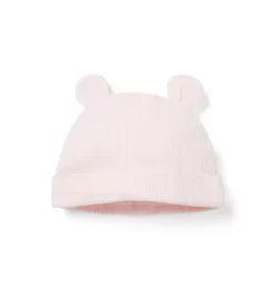 Baby Ribbed Bear Ear Beanie Pearl