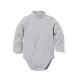 Baby Ribbed Turtleneck Bodysuit Classic Grey Heather