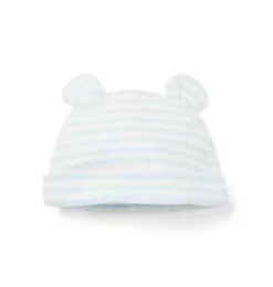 Baby Ribbed Stripe Bear Ear Beanie Peek-A-Blue Stripe