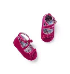 Baby Velvet Bow Ballet Flat Burgundy